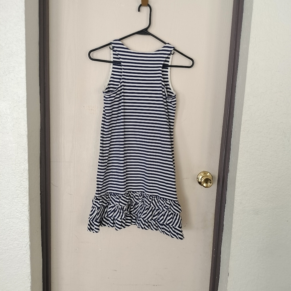 Polo Ralph Lauren Dress Nautical strip tank top ruffle blue and white l 12/14 - Picture 4 of 4